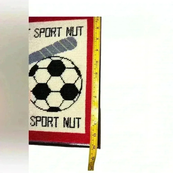 Vintage Rare  Boho Needlepoint  Canvas Framed Sports  LARGE 23•5 × 8.75 - Picture 6 of 10